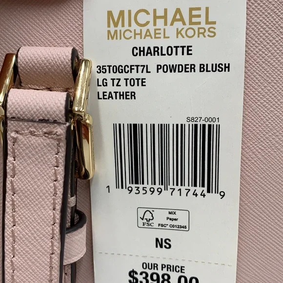 MICHAEL KORS CHARLOTTE LARGE TOP ZIP POWDER BLUSH - Picture 16 of 16